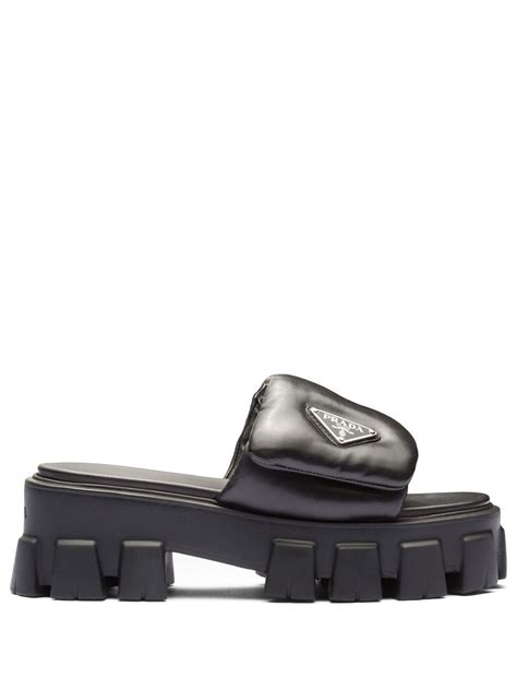 prada metallic leather sandals blue|farfetch prada soft padded sandals.